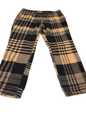 Woolrich WOOL PLAID Tan Black Pants Women’s XL Trousers Academia 35”waist 16,18